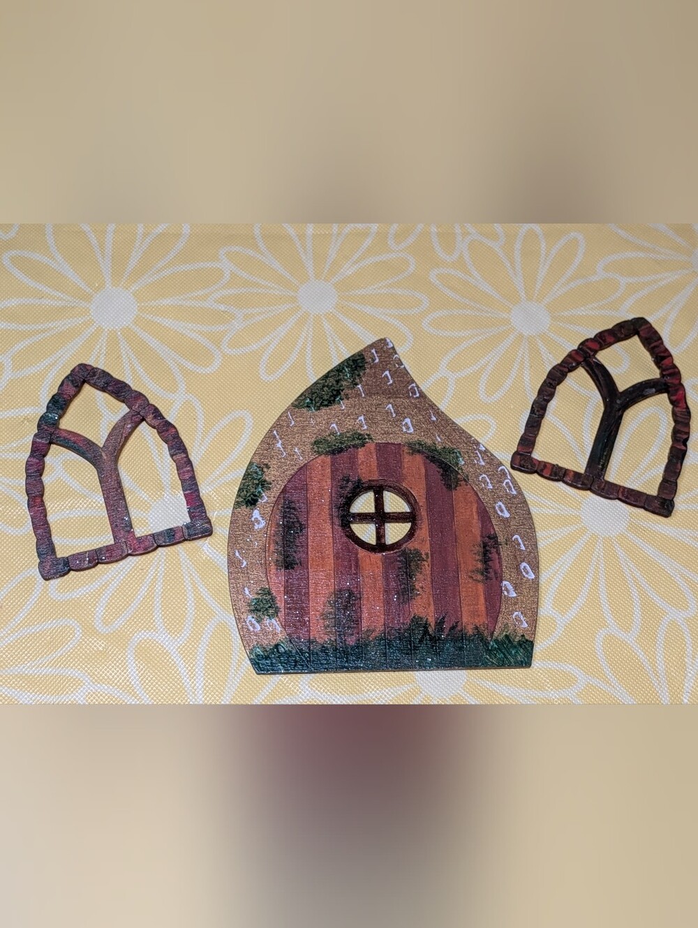Handmade Fairy Door With Matching Windows Set